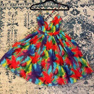 Zara Trafaluc Multicolor Deep V Tropical Sundress Size S